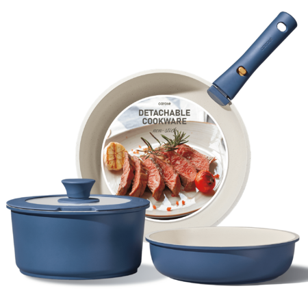 Carote 5 Pcs Pots and Pans Nonstick w/ Detachable Handles(Blue) $17.99 + Free S&H w/ Walmart+ or on $35+
