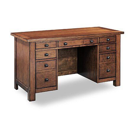 $297.99: Homestyles Tahoe Aged Maple Executive Pedestal Desk at Amazon, Free Shipping