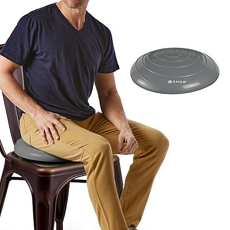 Gaiam Balance Disc Wobble Cushion Stability Core Trainer (Grey, 16 Inch) $14.6 + Free Shipping w/ Prime or on $35+