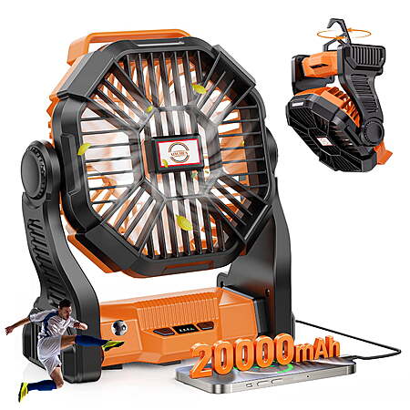 20000mAh Camping Fan with LED Lantern (Orange/Green/Black) $20.23 + Free S&H w/ Walmart+ or on $35+