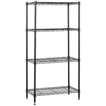 $32.11: Amazon Basics 4-Shelf Adjustable Storage Shelving Unit,Black,13.4" D x 23.2" W x 48" H