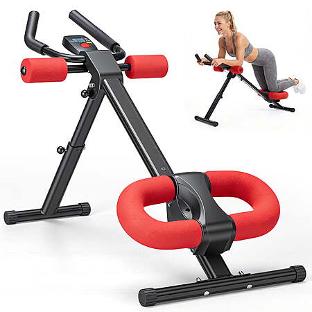$39.96: EDX Foldable Ab Machine for Home Gym Adjustable Core Trainer with LCD Display 440 lbs Capacity Red at Walmart