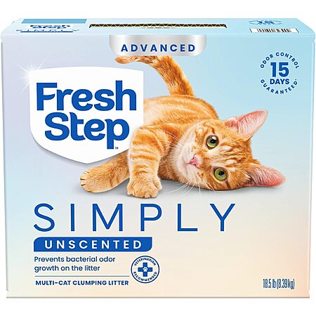 [Prime]Fresh Step Unscented Cat Litter 18.5 lb Clumping Low Dust Odor ...