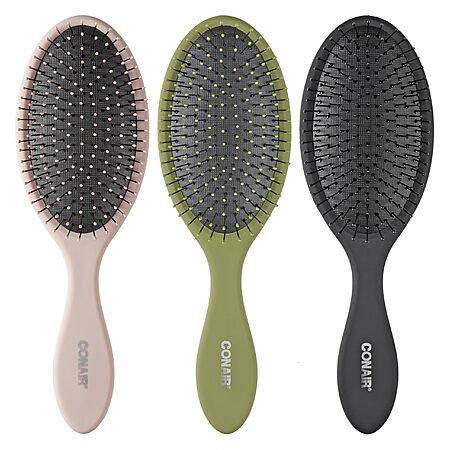 3-Pk Conair Detangling Hair Brush Set (Evergreen/Blush Pink/Black) $8
