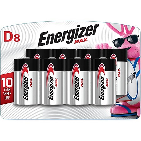8-Pk Energizer Max D Alkaline Batteries $5 + Free S&H w/ Prime