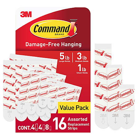 $3.57: Command Refill Strips, White, 8 Small, 4 Medium & 4 Large Value Pack at Walmart.com