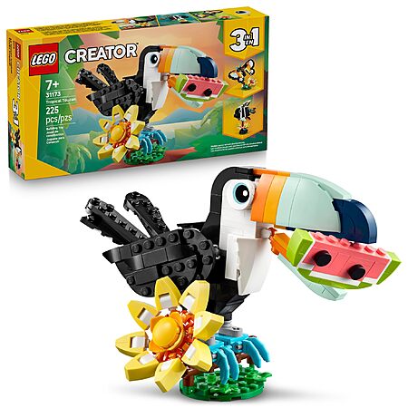 225-Pc LEGO Creator 3-in-1 Wild Animals Tropical Toucan Building Toy Set $10