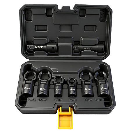 $19.99: ELEAD 8-Piece Flex Head Crowfoot Wrench Set 12–19mm with Extension Bar 3/8" & 1/2" Drive at Amazon