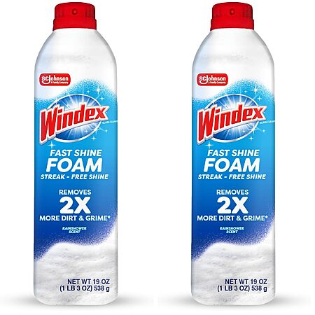 2-Pk 19-Oz Windex Fast Shine Foam Glass Cleaner $3.80 w/ S&S