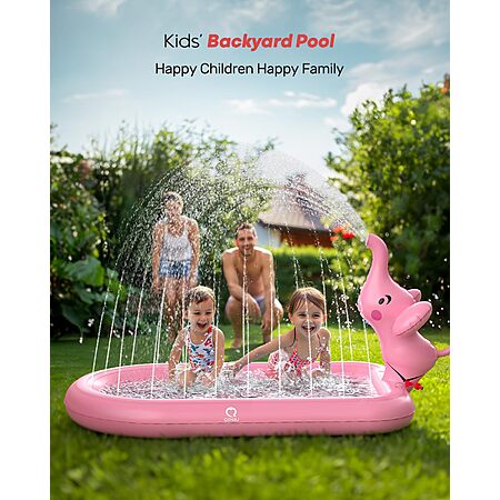 QPAU Splash Pads for Toddlers 1-3, Pink/Blue Elephant Toy $8.99 + Free S&H w/ Prime or $35+