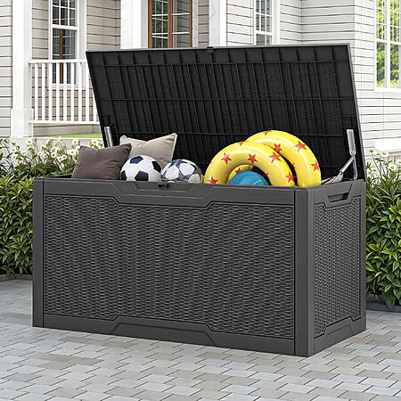 Uforic Lockable 100 Gallon Resin Deck Box, Black/Light Brown $59.99 + Free S&H at Walmart