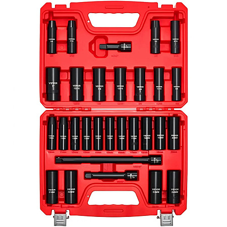 29-Pc VEVOR 1/2" Drive SAE & Metric Impact Socket Set $26.55 + Free S&H