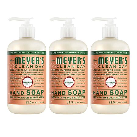 3-Pk 12.5-Oz MRS. MEYER'S CLEAN DAY Liquid Hand Soap (Geranium) $8.65