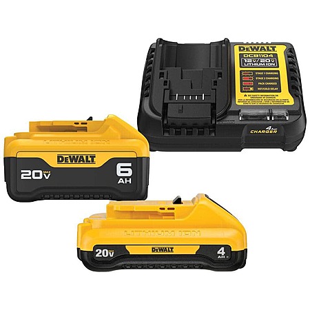 $119: DEWALT 20V MAX Lithium-Ion 6.0Ah and 4.0Ah Battery and Charger Starter Kit at HomeDepot