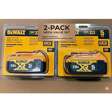 $70.98: (2 Pack)DEWALT DCB205 20V Max XR 5.0Ah Lithium-Ion Battery New In Pack Batteries at ebay