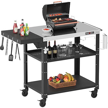 PARGRILL 3-Shelf Grill Cart 46.6" x 20" x 33‘’ with Foldable Side Table $89.99 + Free S&H at Walmart