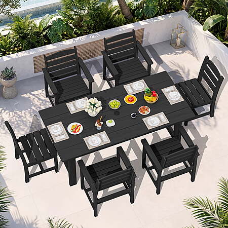 KINGYES 7-Piece Outdoor Dining Set w/ Table & Umbrella Hole(Various Colors) from $549.99 + Free S&H at Walmart