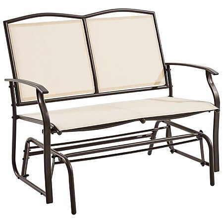 $59.99: Yaheetech Glider Bench for Outside Patio 2-Person Outdoor Loveseat,Beige at Amazon, Free Shipping