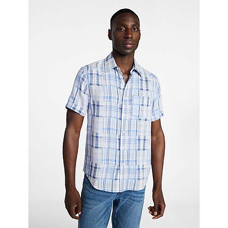 George Men's Patchwork Shirt with Short Sleeves (Blue Patch, Sizes S-3XL) From $4.18 +Free S&H w/ Walmart+ or $35+