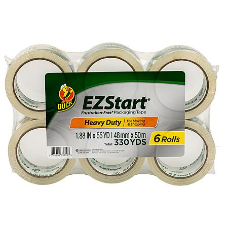 6 Rolls Duck EZ Start Clear Packing Tape Refills(1.88INx55YD, 330YDS) $16.89 + Free S&H w/ Prime or $35+