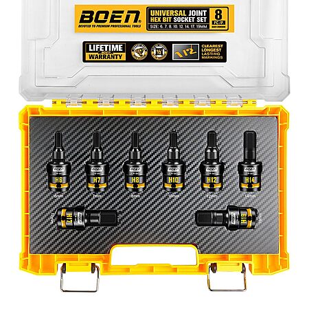 $24.99: 8 Pcs BOEN 1/2" Drive Impact Hex Bit Set (6, 7, 8, 10, 12, 14, 17, 19mm) CR-MO Steel at Amazon