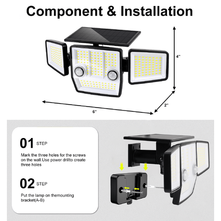 PUCACHI 2 Pack 3000 LM Solar Outdoor Light $15.99 + Free S&H w/ Walmart+ or $35+