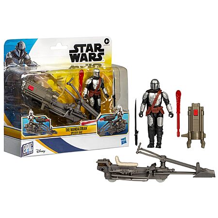 $8.99: STAR WARS Mandalorian & Speeder Bike 4" Action Figure & Vehicle at Amazon