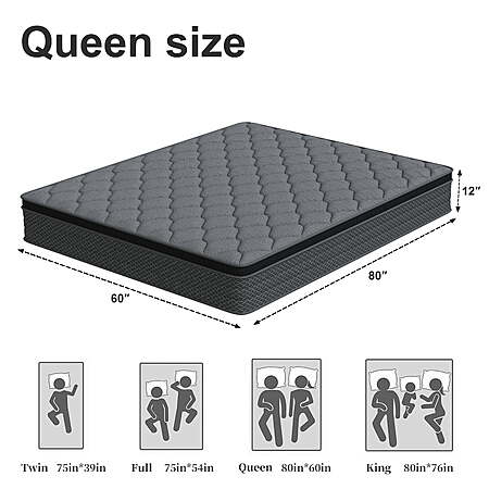 $169.88: Mocangtu 12" Queen Hybrid Mattress, Gel Memory Foam & Pocket Coils, Medium Firm, Cooling Support at Walmart.com