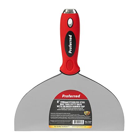 $5.23: Proferred 8" Putty Knife, Half Tang, Non-Slip Grip, Hammer Cap at Amazon