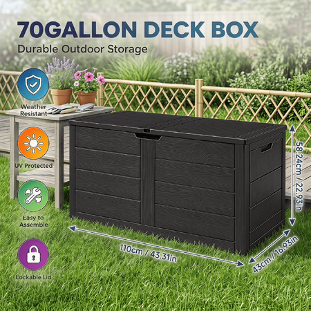 SAMRELAX 70 Gallon Black Storage Box w/ Lockable Lid $33.88 + Free S&H at Walmart
