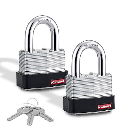 2-Pack Kwikset 1-1/8" Laminated Steel Padlock with Hardened Steel Shackle $12.23 + Free S&H w/ Prime or $35+
