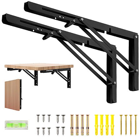 16 Inch Folding Shelf Brackets, 2 Pack Shelf Bracket Wall Mounted $7.03 + Free S&H w/ Prime or $35+
