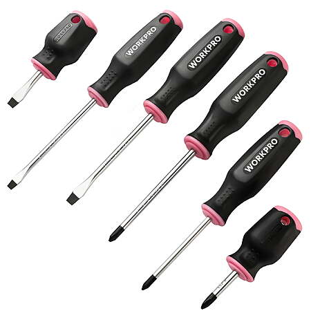 WORKPRO 6-Piece Pink Magnetic Screwdrivers Set $9.29 + Free S&H w/ Walmart+ or $35+