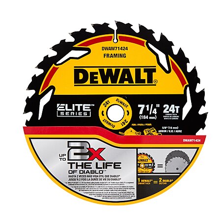 $7.98: DEWALT ELITE 7-1/4" Circular Saw Blade, 24-Tooth, Rough Finish(DWAW71424) at Lowe's