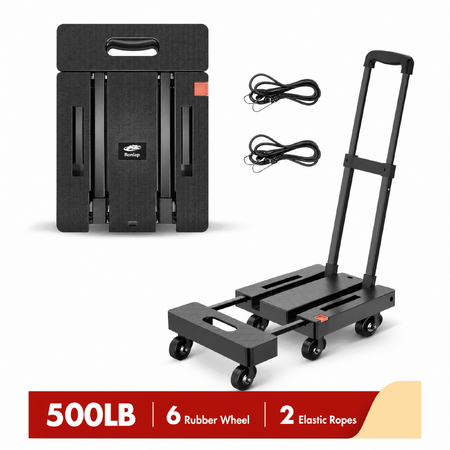 $27.85: LLMRR 500 lbs Folding Hand Truck & Dolly w/ 6 Wheels, 2 Elastic Ropes(3 Colors) Free S&H at Walmart