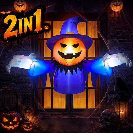 [AC]4 FT Yexmas 2-in-1 Halloween Inflatable Pumpkin Ghost Window ...