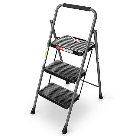 $29.99: HBTower 3 Step Folding Ladder w/ Extra-Wide Anti-Slip Pedal ...