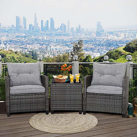 Gymax 3PCS Patio Rattan Sofa Set w/ Glass Tabletop $143.19 + Free S&H at Walmart