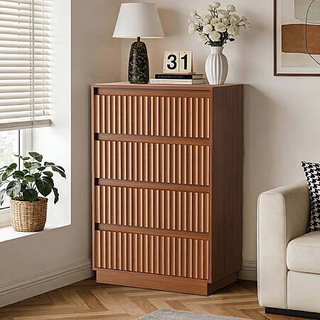 UPGO 42" 5-Drawer Fluted Dresser (Brown) $75