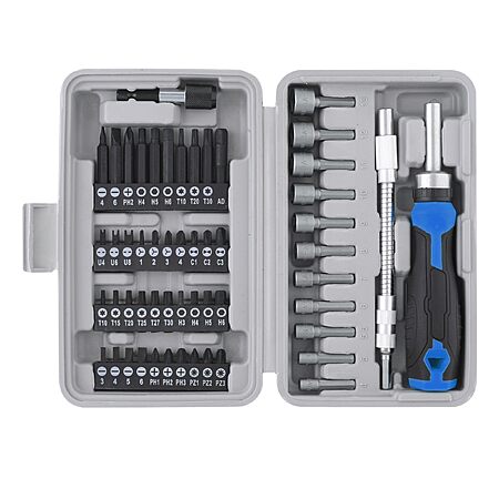 $13.29: Apollo Tools 54-Piece Screwdriver & Nut Driver Bit Set, Blue/Gray DT 9025 at Amazon