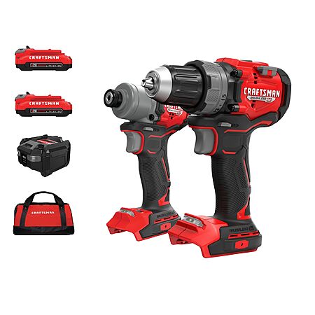 $129: CRAFTSMAN V20 RP 20-volt Max 2-Tool Brushless Power Tool Combo Kit with Soft Case (2-Batteries & Charger Included) | CMCK2530C2 at Lowe's