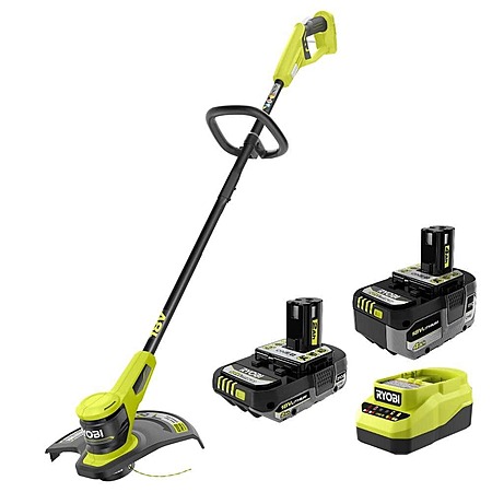 RYOBI ONE+ 18V Lithium Starter Kit w/ (1) 2.0 Ah Battery, (1) 4.0 Ah Battery & Charger w/ ONE+ 18V 13" String Trimmer