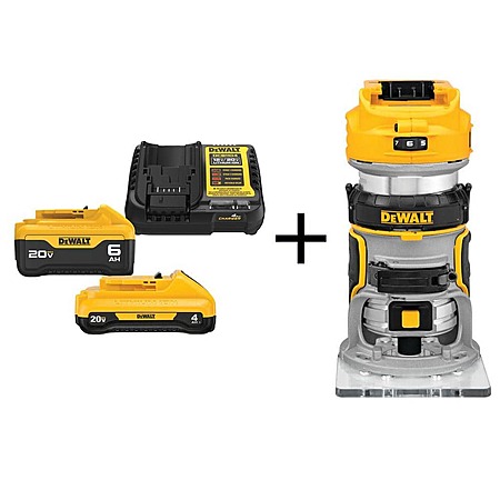 DEWALT 20V MAX XR Cordless Brushless Compact Router with 6.0 Ah and 4.0 Ah Starter Kit at HomeDepot