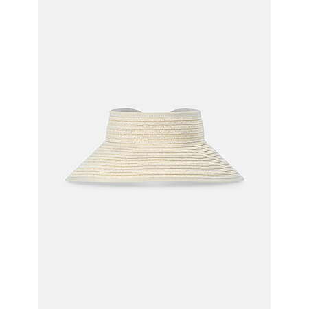 Time and Tru Women's Lightweight Packable Straw Visor Hat, Light Natural/Black