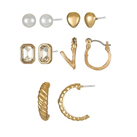 5 Pairs Time and Tru Goldtone Multi Earring Set
