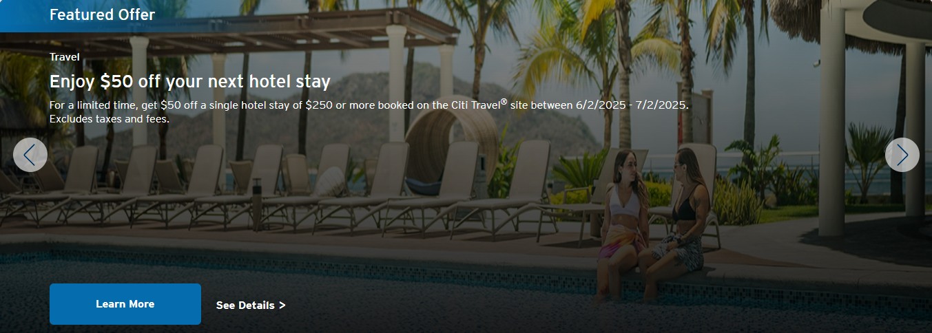 Citi Offers - $50 discount when spending $250+ on hotels excluding taxes - YMMV $200
