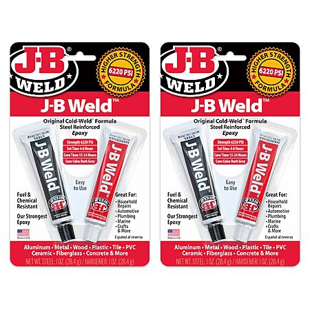 J-B Weld Original Epoxy, Steel Reinforced Epoxy, High Strength - 2 Pack, Dark Grey (8265S-2)