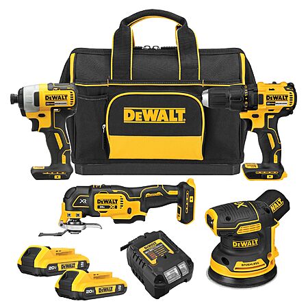 DeWALT 20V MAX 4-Tool Combo Kit w/ 2x 2.0 Ah Batteries, Charger, & Bag $199 + Free Shipping