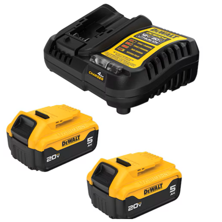 2-Pack DeWALT 20V MAX 5 Ah Lithium-ion Batteries w/ 4 Amp Charger $99 + Free Shipping on $150+