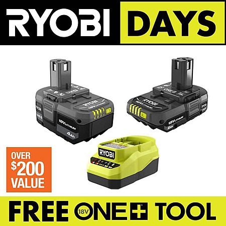 FREE TOOL with Ryobi ONE+ 18V Lithium-Ion Starter Kits - $99 or $199